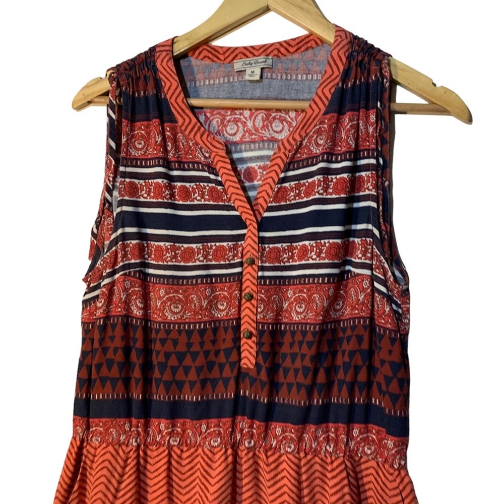 Lucky Brand Mandarin Tie Tribal sleeveless dress sz M - Picture 4 of 8